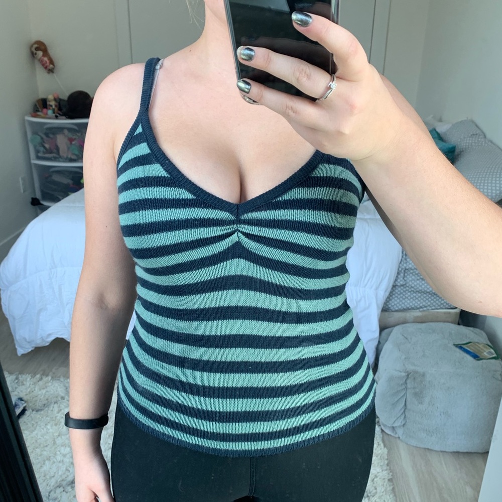 Vintage Knit Sweater V Neck Tank Top